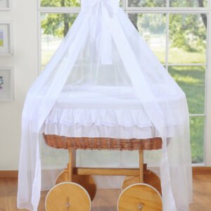 Moses Basket/Wicker drape crib Deluxe- Little Angel white