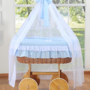 Moses Basket/Wicker drape crib Deluxe- Bellamy blue