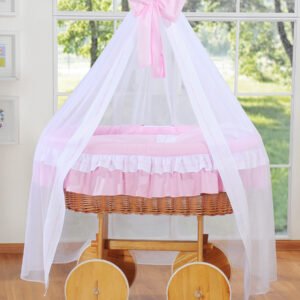 Moses Basket/Wicker drape crib Deluxe- Bellamy pink