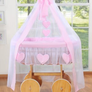 Moses Basket/Wicker drape crib Deluxe- Amelie pink