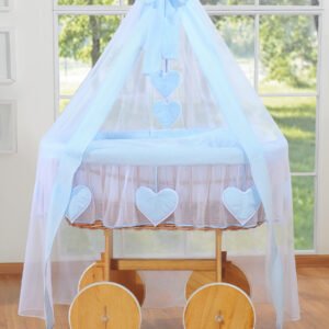 Moses Basket/Wicker drape crib Deluxe- Amelie blue