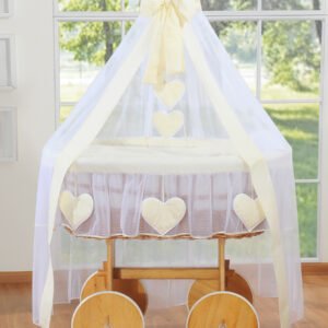 Moses Basket/Wicker drape crib Deluxe- Amelie cream