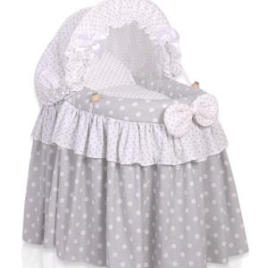 Wicker crib for doll - Moses basket for dolls with hood - grey