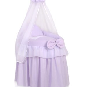 Wicker crib for doll - Moses basket for dolls with drape - lilac