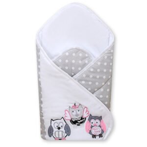 Baby nest with stiffenig- Owls Bigi Zibi & Adele grey-pink
