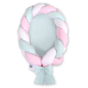 Braided baby nest 2 in 1 - white-pink-mint