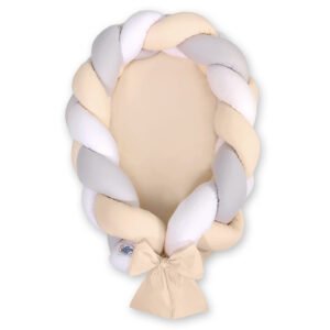 Braided baby nest 2 in 1 - white-gray-beige