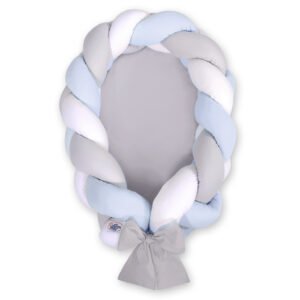 Braided baby nest 2 in 1 - white-gray-blue