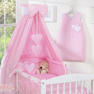 Canopy made of fabric- Hanging Hearts pink