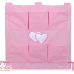 Cot tidy- Hanging Hearts pink