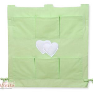 Cot tidy- Hanging Hearts green