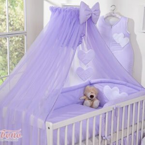 Mosquito-net made of chiffon- Hanging Hearts lilac