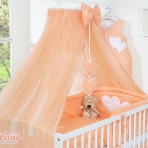 Mosquito-net made of chiffon- Hanging Hearts peach