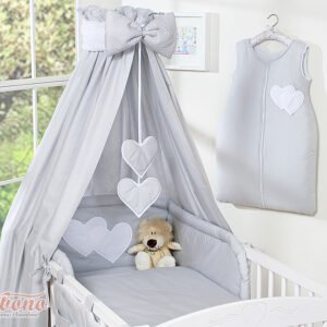 Canopy made of fabric- Hanging Hearts gray