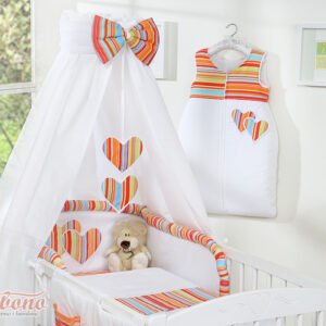 Canopy made of fabric- Hanging Hearts orange strips