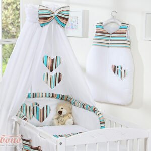 Canopy made of fabric- Hanging Hearts brown strips
