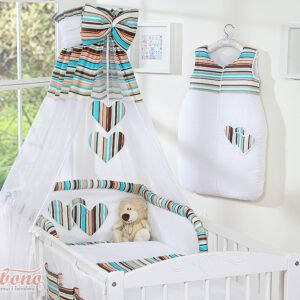 Canopy made of Chiffon- Hanging Hearts brown strips