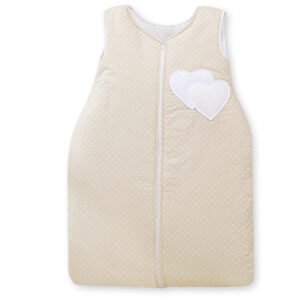 Sleeping bag- Hanging hearts white polka dots on beige