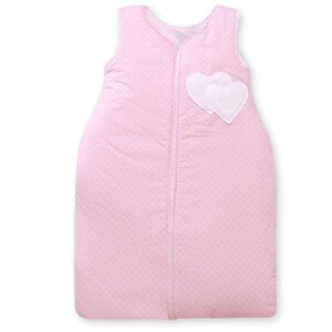 Sleeping bag- Hanging hearts white polka dots on pink