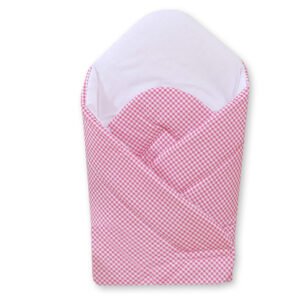 Babynest with stiffening- Hanging Hearts dark pink checkered