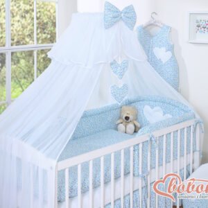 Mosquito-net made of chiffon- Hanging Hearts blue flowers