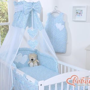 Canopy made of Chiffon- Hanging Hearts blue flowers