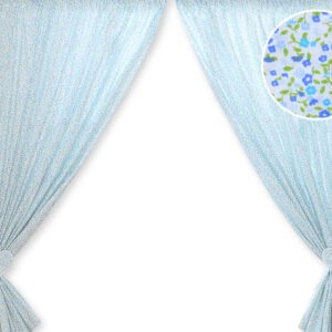 Curtains for baby room- Hanging Hearts blue flowers