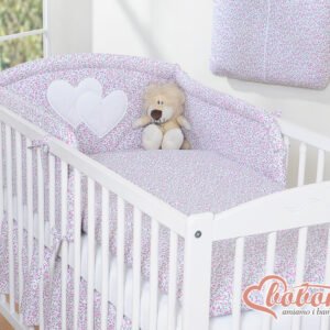 Bedding set 3-pcs- Hanging Hearts little pink flowers