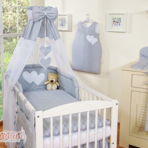 Canopy made of Chiffon- Hanging Hearts white polka dots on gray