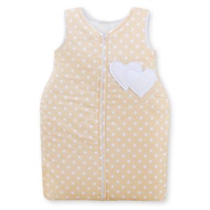 Sleeping bag- Hanging hearts white dots on beige