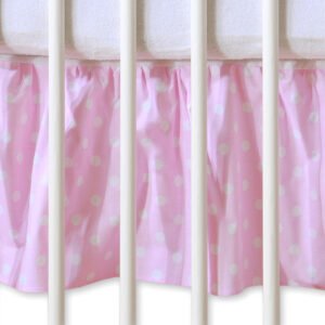 Dust Ruffle-Masking flounce 120x60cm- Hanging Hearts white dots on pink