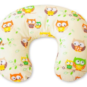 Breastfeeding Pillow Nursing Croissant Pillow, removable, Hands-Free Feeding- cream owls