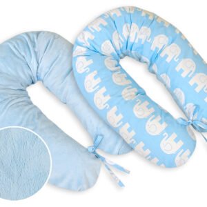 Pregnancy pillow- double-sided-Simple Elephants blue