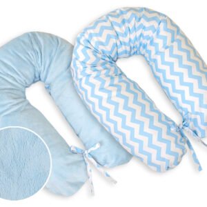 Pregnancy pillow- double-sided-Simple chevron blue