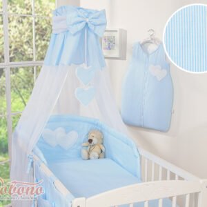 Canopy made of Chiffon- Hanging Hearts blue strips