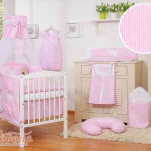 Canopy made of Chiffon- Hanging Hearts rosa strips