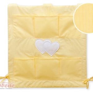 Cot tidy- Hanging Hearts yellow strips