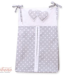 Diaper bag- Hanging Hearts white dots on grey