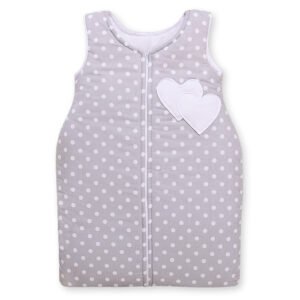 Sleeping bag- Hanging hearts white dots on grey