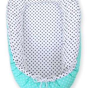 Baby nest double-sided Premium Cocoon for infants BOBONO - black dots white dots on mint