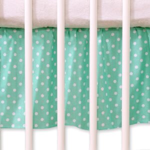 Dust Ruffle-Masking flounce 120x60cm- Hanging Hearts white dots on mint