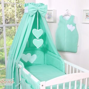 Canopy made of fabric- Hanging Hearts mint