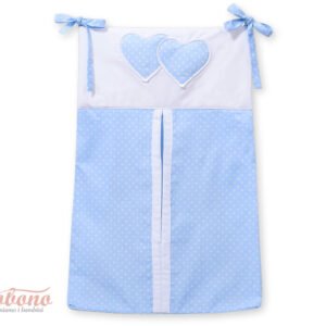 Diaper bag- Hanging hearts white dots on blue