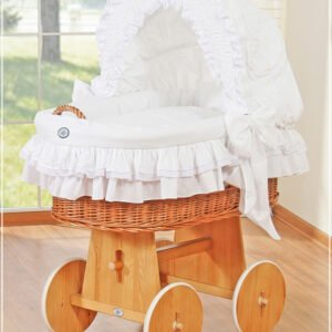 Moses Basket/ Wicker hood crib- Little Angel white