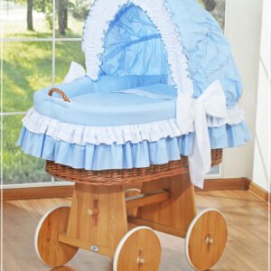 Moses Basket/Wicker hood crib- Bellamy blue