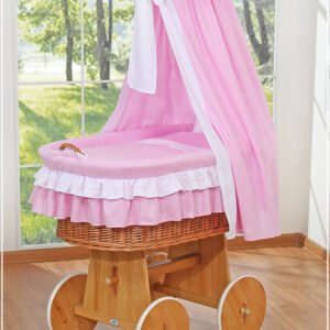 Moses Basket/Wicker drape crib- Bellamy pink