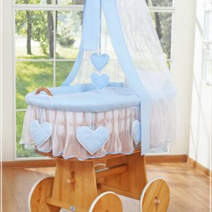 Moses Basket/Wicker drape crib- Amelie blue