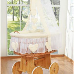 Moses Basket/Wicker drape crib- Amelie cream