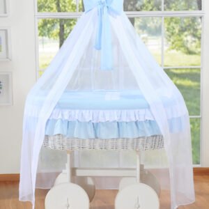 Moses Basket/Wicker drape crib Deluxe- Bellamy blue