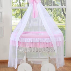 Moses Basket/Wicker drape crib Deluxe- Bellamy pink